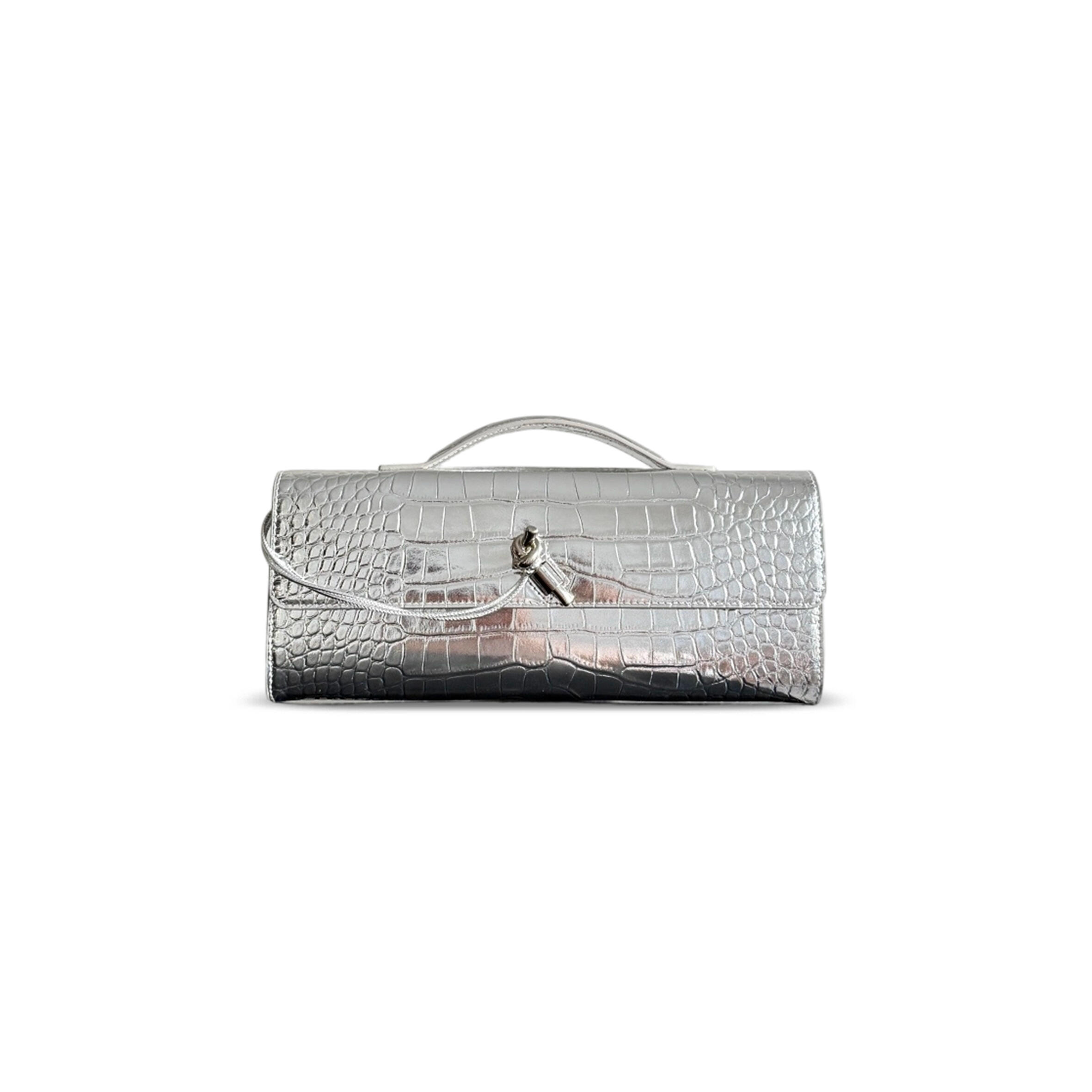 BOTTEGA VENETA ANDIAMO CLUTCH CROCODILE-EMBOSSED 741511 (31*13*3cm)